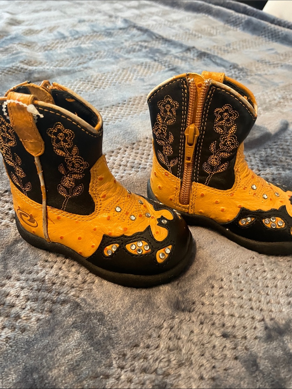 Roper, leather Yellow & Black Embellished Kids Boots NEW